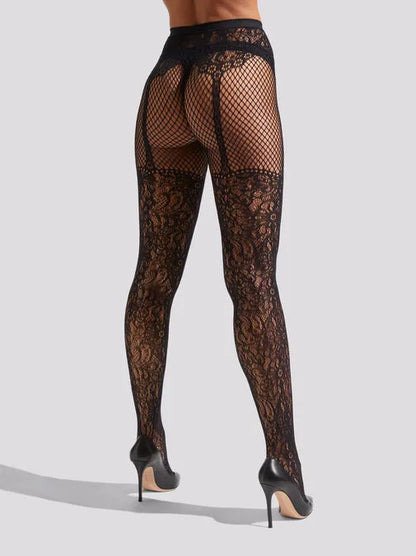 Gothic Lace Mock Suspender Tights