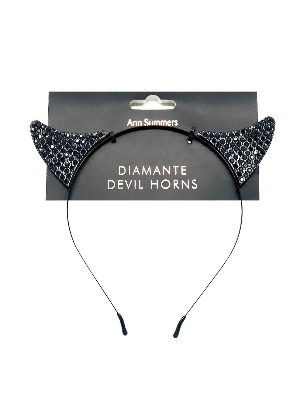 Headband with Diamante Black Devil Horns