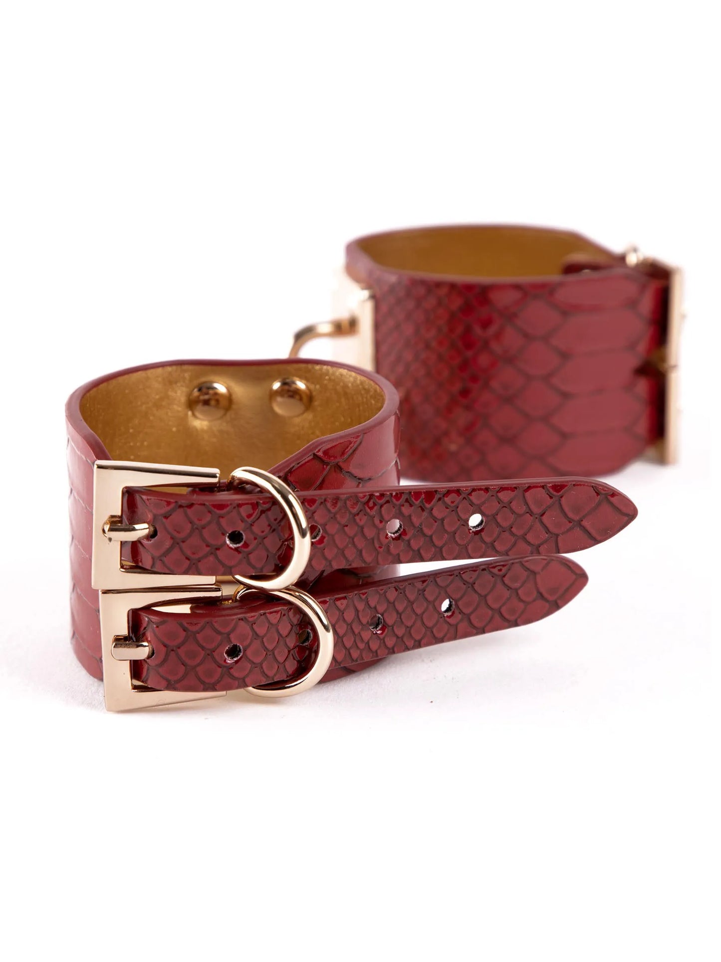 Python Faux Leather Buckle Handcuffs