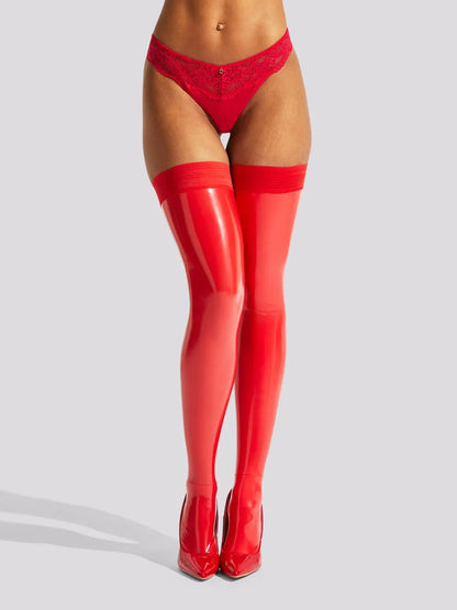 Wet Look Hold Ups Red