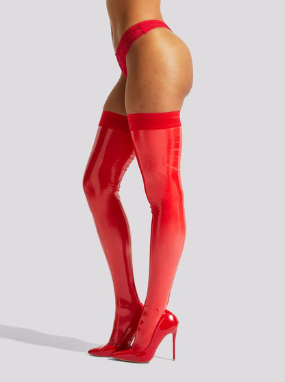 Wet Look Hold Ups Red